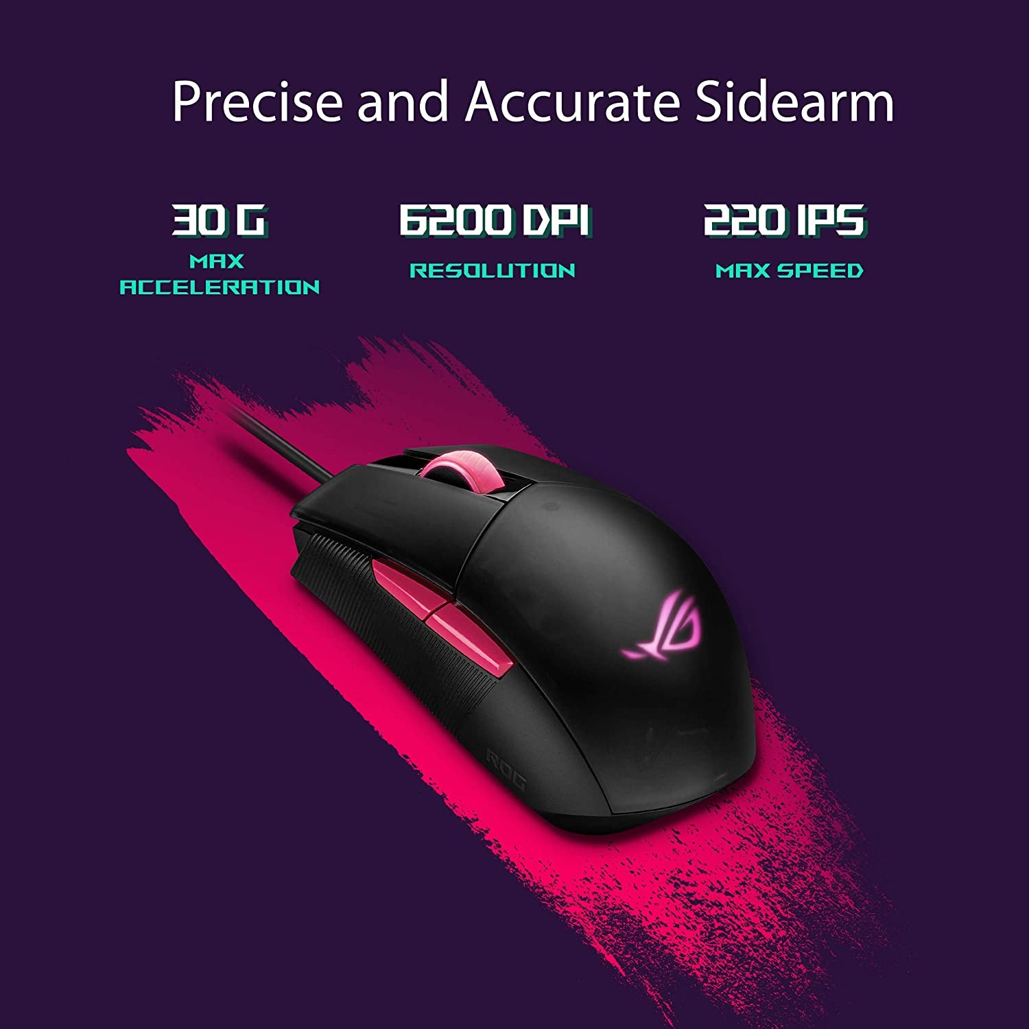 Optical Gaming Mouse - ROG Strix Impact II Electro Punk Edition | 6,200 DPI Sensor | Wired Gaming Mouse for PC | Ultimate Comfort | Aura Sync RGB, Armoury II