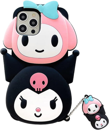 TXGOT for Iphone 11 Pro Max Case 3D Cartoon Kuromi and My Melody Kawaii Cute Fun Funny Silicone Design Fashion Cool Unique Phone Cases (For Iphone 11 Pro Max 6.5 Inch)