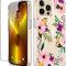 for Iphone 13 Pro Max Case with Screen Protector, 6.7 Inch Clear Shockproof Protective Floral Girls Women Hard Case with TPU Bumper Cover Phone Case for Iphone 13 Pro Max, Small Flowers