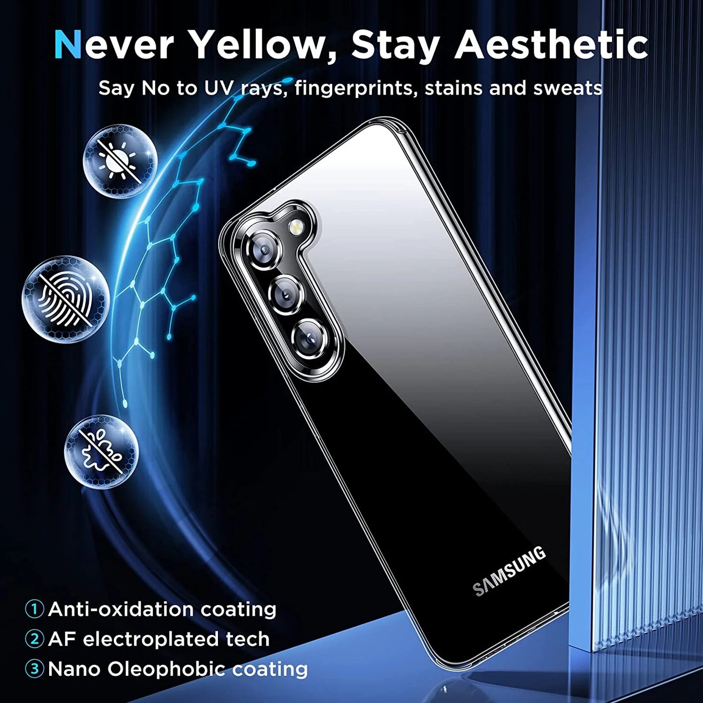 Transparent Case for Samsung Galaxy S23 Clear Case, [Yellow Resistant] Hard Back Cover Soft Silicone, Shockproof Slim Case for Samsung Galaxy S23