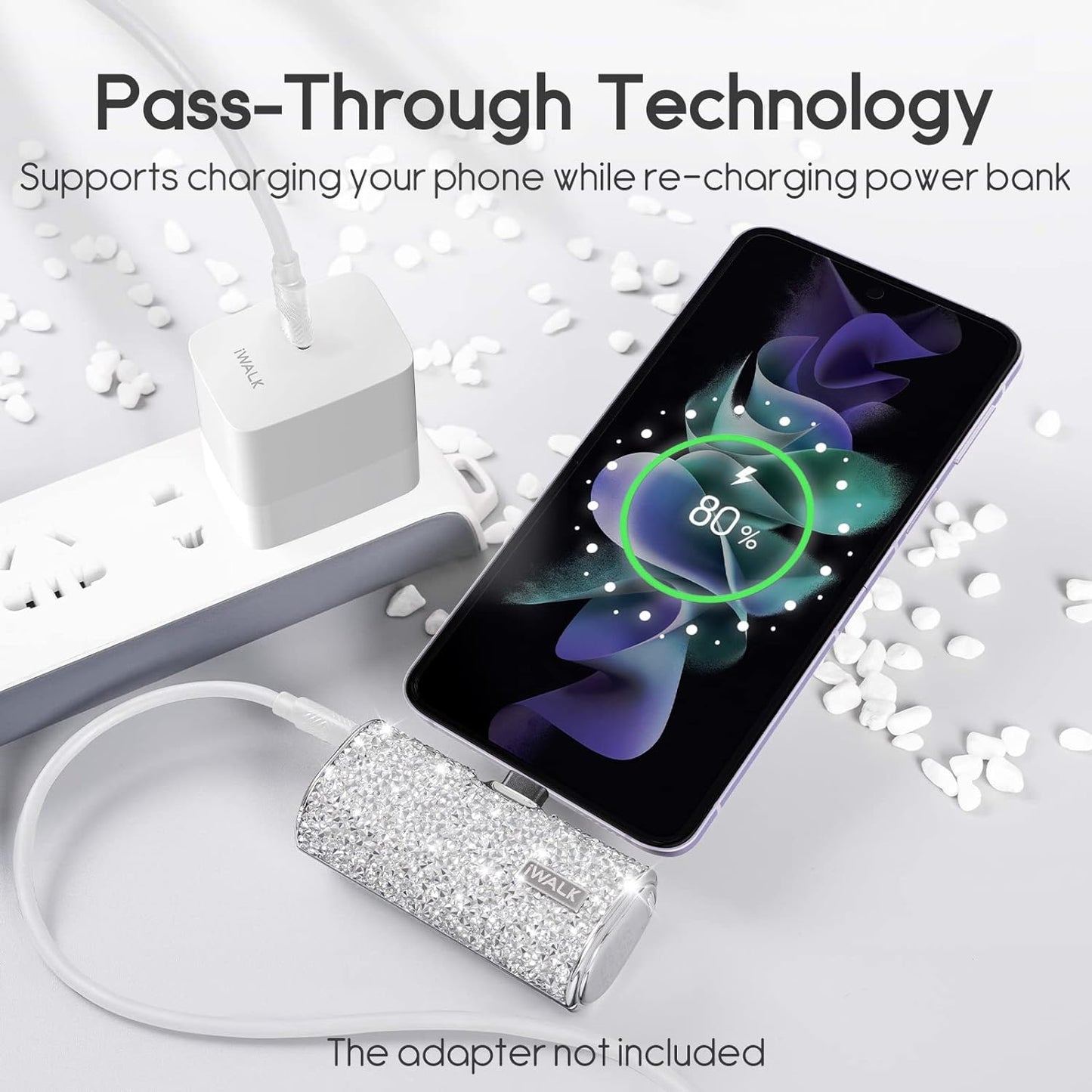 USB C Portable Charger, 4500Mah Ultra-Compact Small Power Bank, Sparkly Battery Pack Compatible with Iphone 16/16 Plus/16 Pro/16 Pro Max, Samsung Galaxy Z Flip5/4, S24, S23 Ultra, Silver