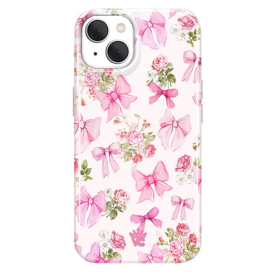 for Cute Iphone 15 Case Compatible with Magsafe - Protective Phone Cases for Women - Posie Pink Bow Floral