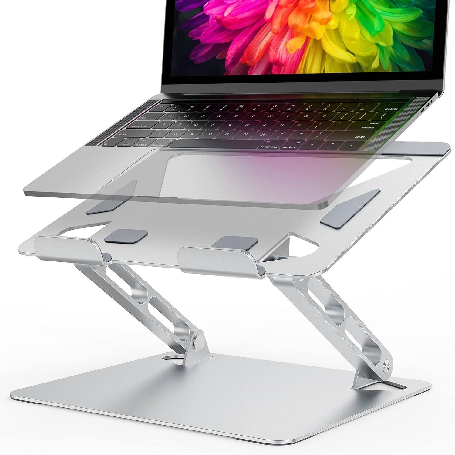 Laptop Stand for Desk, Folding Computer Stand, Ergonomic Adjustable Notebook Stand, Laptop Lifter Stand, Riser Holder Computer Stand Compatible with 10"-15.6" Laptops Silver