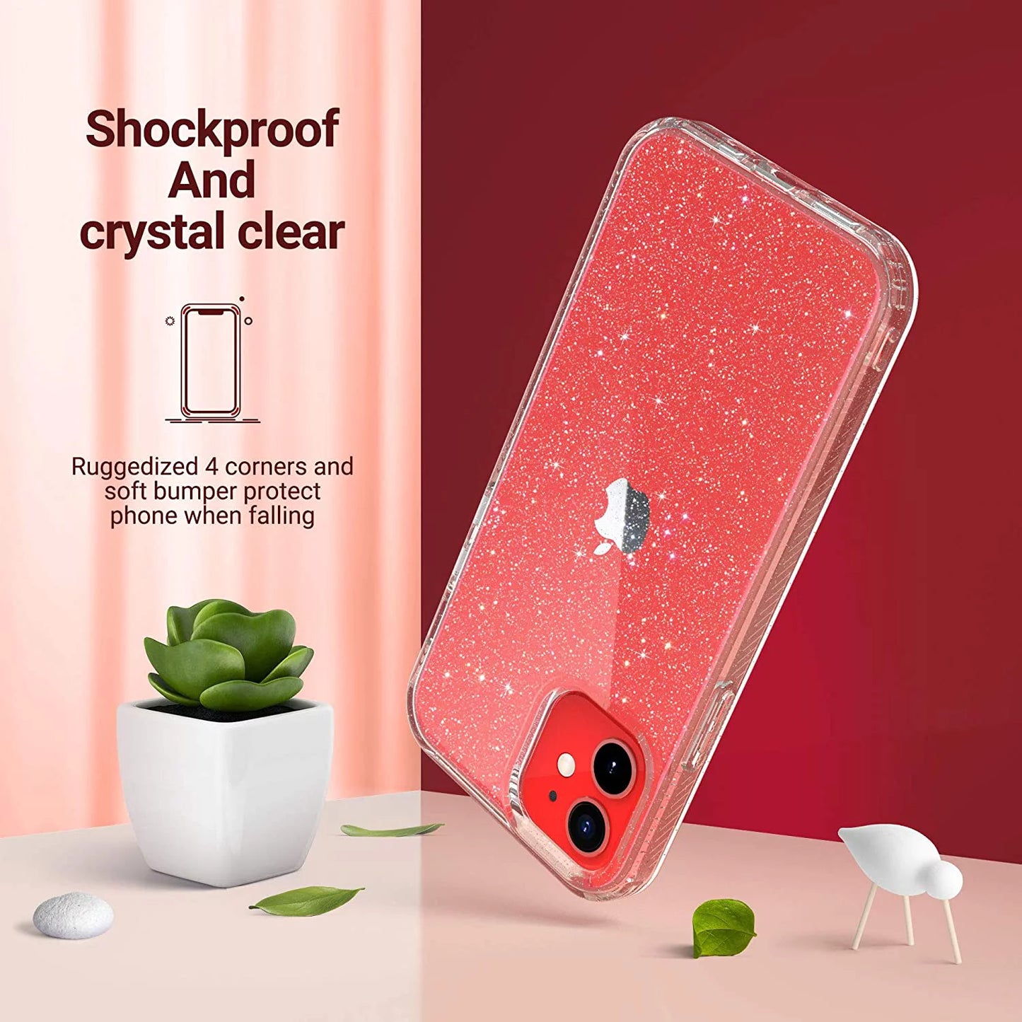 Iphone 12 Case, Iphone 12 Pro Case, Anti-Scratch Shockproof Bumper Slim Phone Case for Apple Iphone 12 / 12 Pro, Crystal Clitter