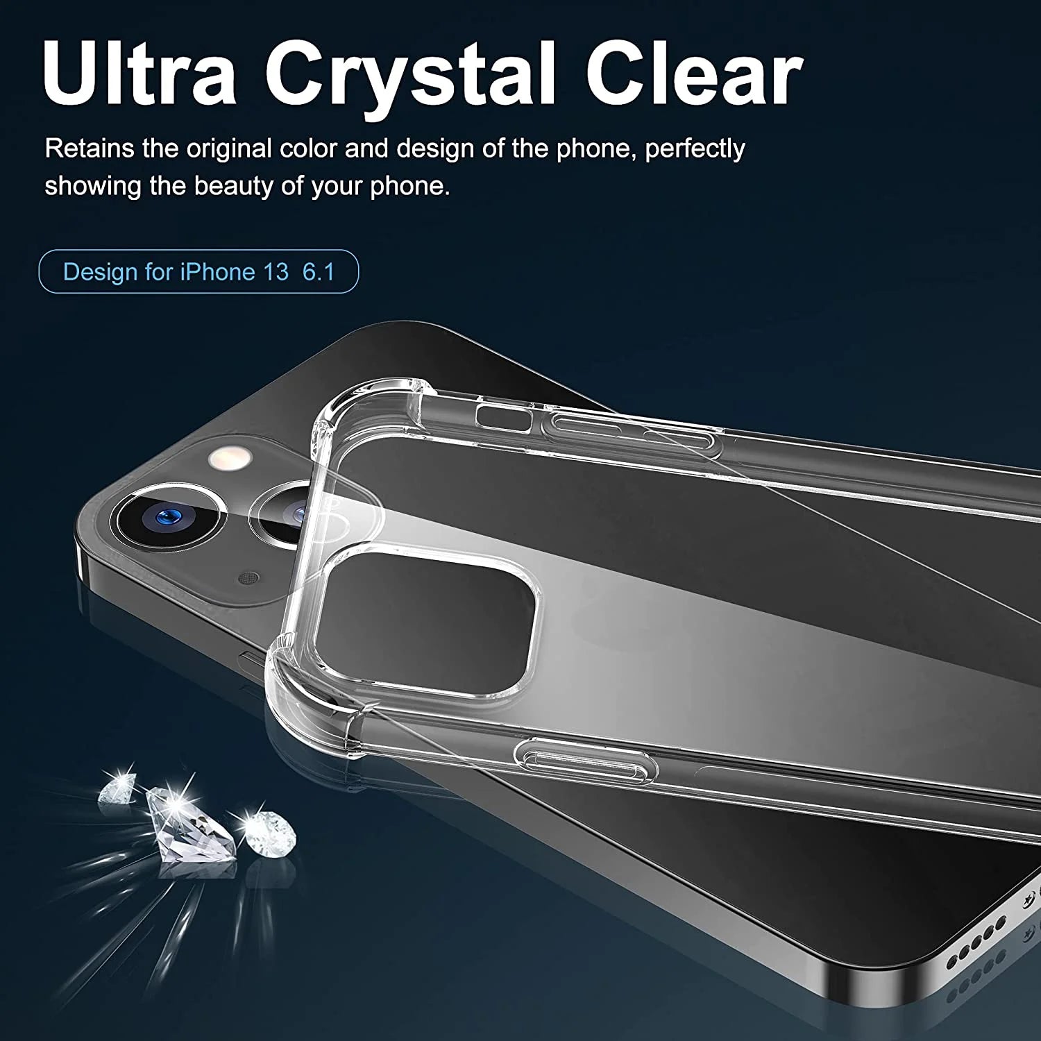 Iphone 13 Case Shockproof Protective Thin Clear Case for Iphone 13 Cover Soft TPU Case, 6.1 Inch