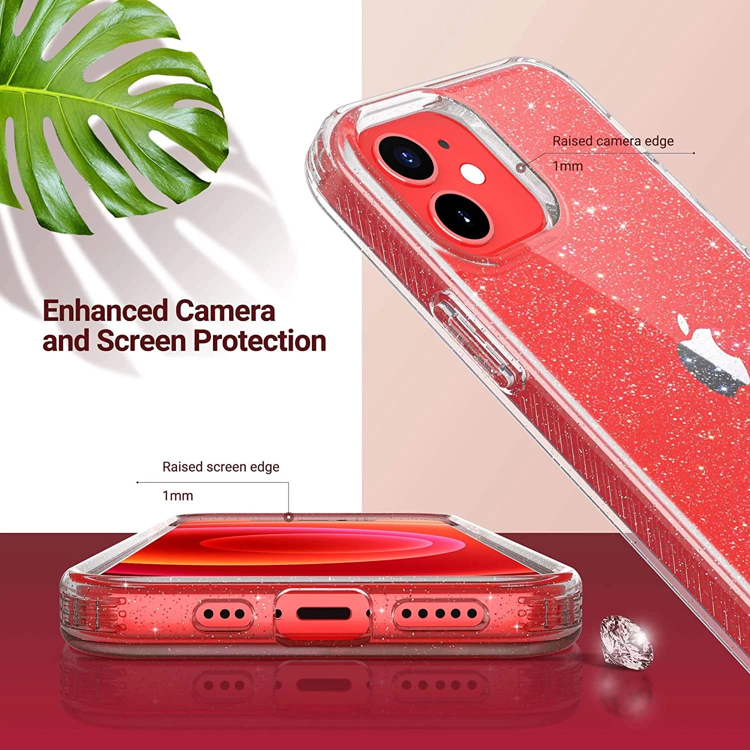 Iphone 12 Case, Iphone 12 Pro Case, Anti-Scratch Shockproof Bumper Slim Phone Case for Apple Iphone 12 / 12 Pro, Crystal Clitter