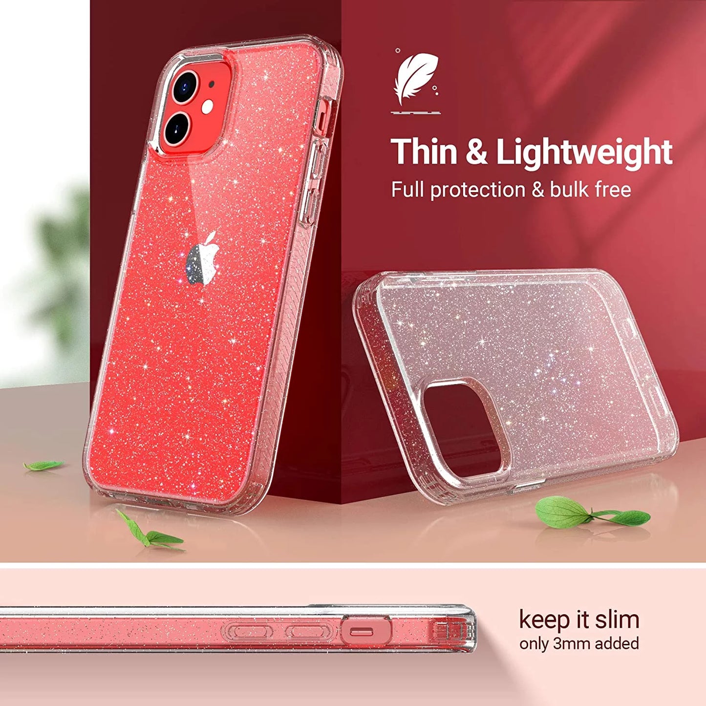 Iphone 12 Case, Iphone 12 Pro Case, Anti-Scratch Shockproof Bumper Slim Phone Case for Apple Iphone 12 / 12 Pro, Crystal Clitter