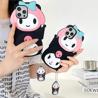 TXGOT for Iphone 11 Pro Max Case 3D Cartoon Kuromi and My Melody Kawaii Cute Fun Funny Silicone Design Fashion Cool Unique Phone Cases (For Iphone 11 Pro Max 6.5 Inch)